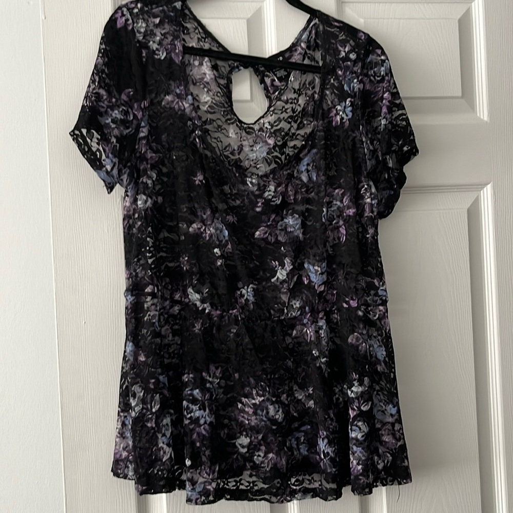 Torrid Size 2 gently used sheer floral blouse